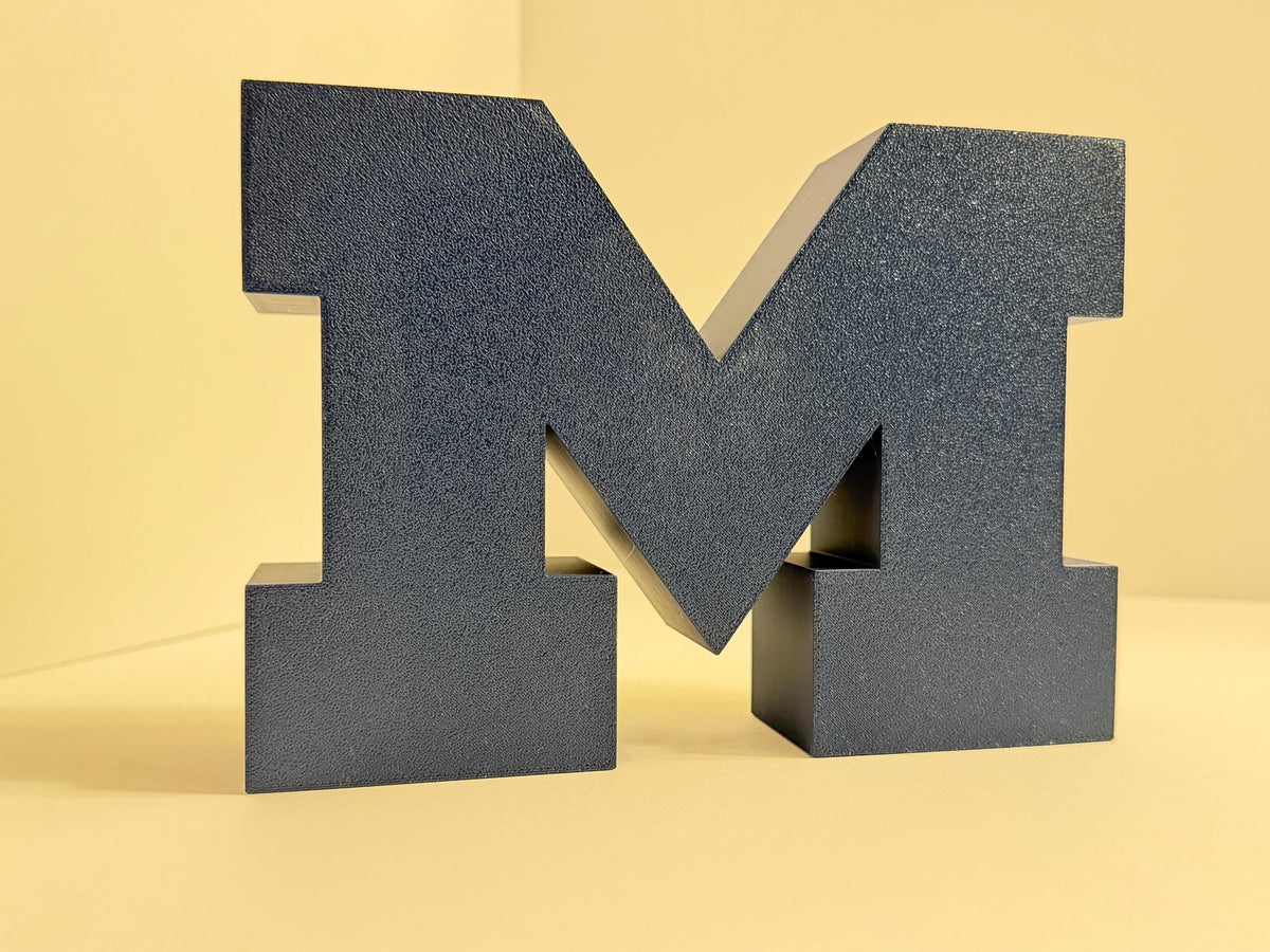 Michigan Wolverines Block M 3D Printed Desk Sign | College Football Decor | Michigan Fan Gift