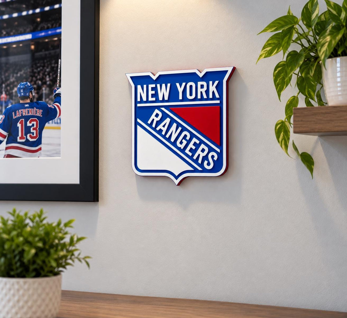 New York Rangers 3D Wall Sign | NY Hockey Decor | Rangers Fan Gift | Hockey Bedroom & Man Cave