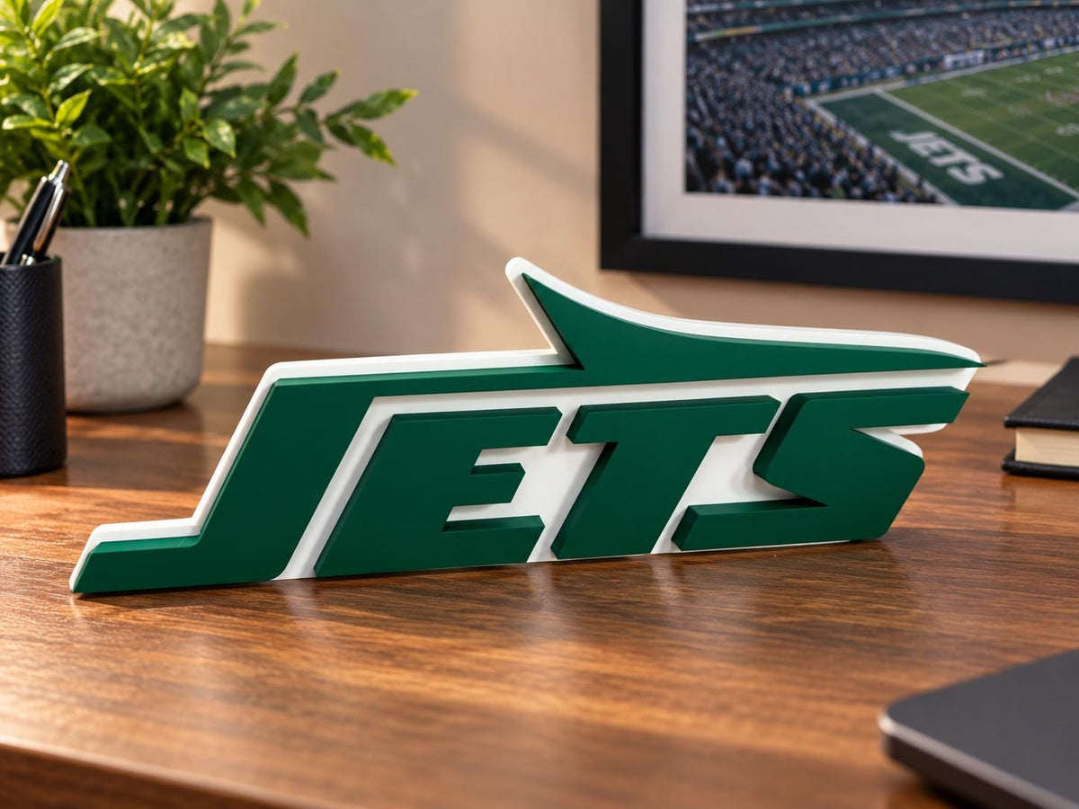New York Jets 3D Printed Logo | NY Jets Football Desk Decor | Jets Fan Gift | Office Shelf Man Cave Decor
