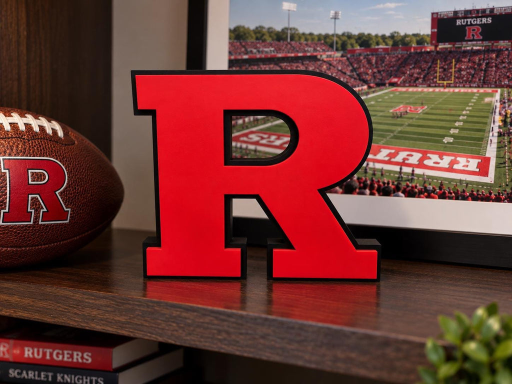 Rutgers Scarlet Knights 3D Printed Desk Sign | College Football Decor | Rutgers Fan Gift