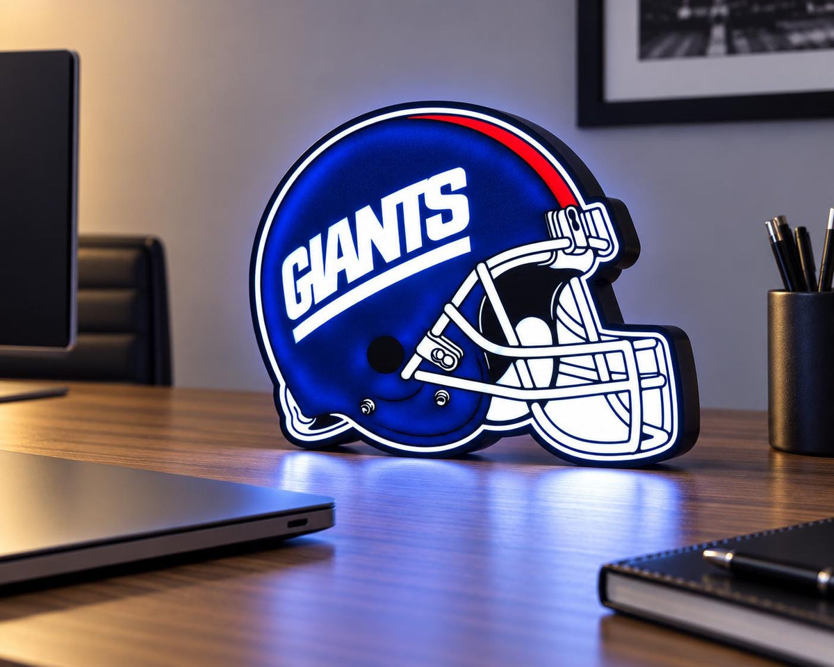 New York Giants Helmet LED Light Box | 3D Printed NFL Football Decor | Giants Fan Gift