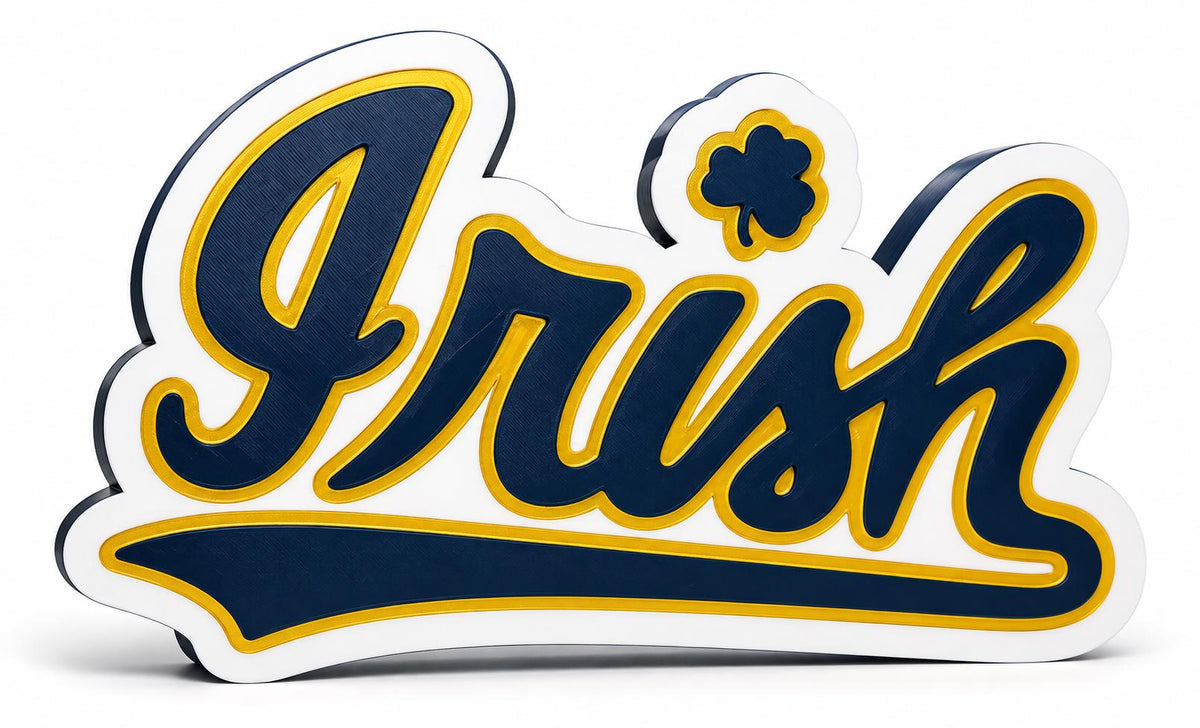 Notre Dame Fighting Irish 3D Printed Desk Logo | College Football Fan Gift | Blue and Gold Office Decor