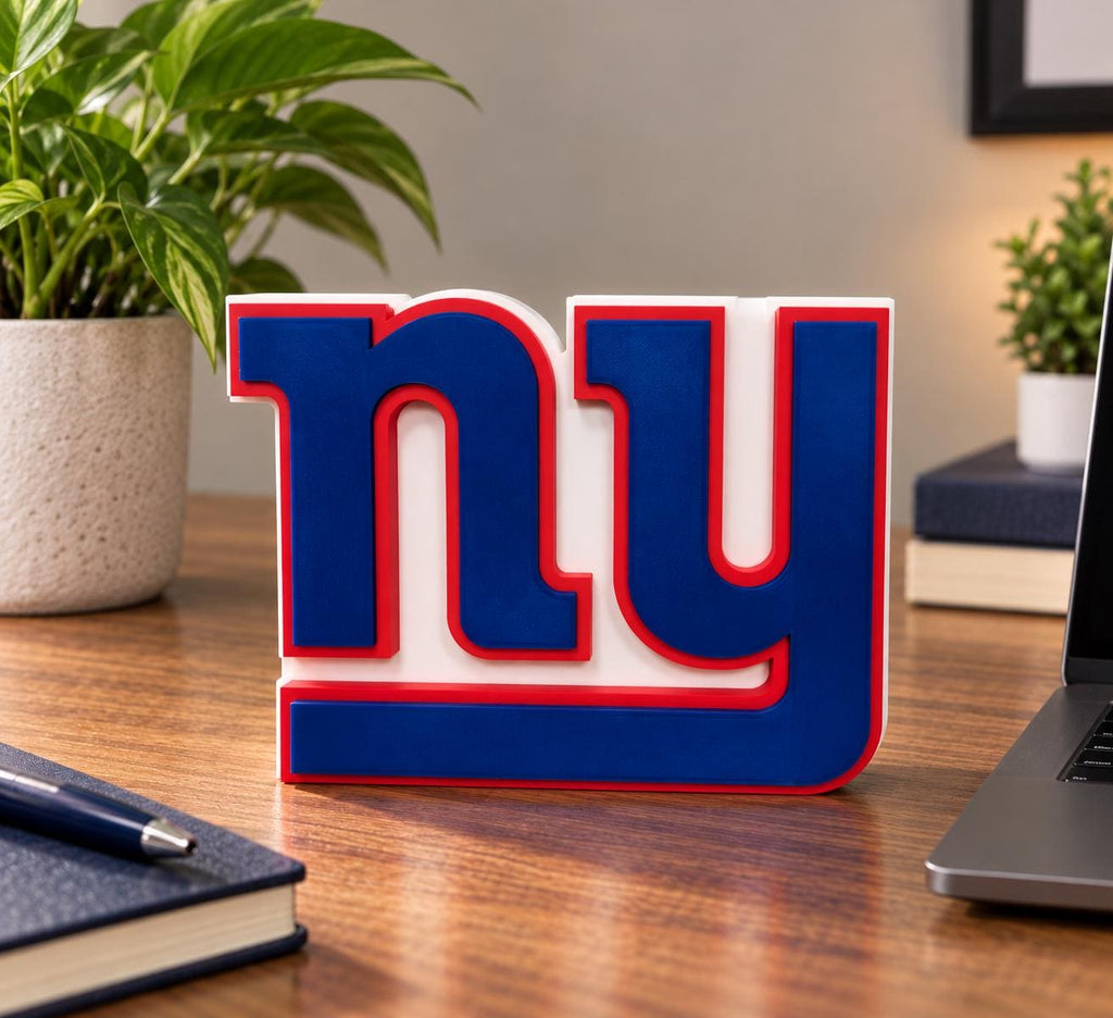 New York Giants NY Logo 3D Printed Desk Sign | NFL Football Decor | Giants Fan Gift