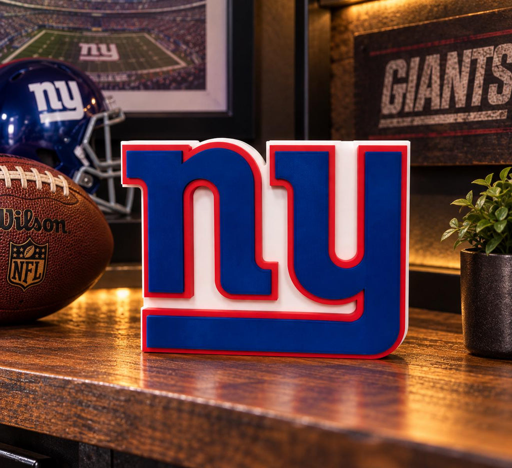 New York Giants NY Logo 3D Printed Desk Sign | NFL Football Decor | Giants Fan Gift