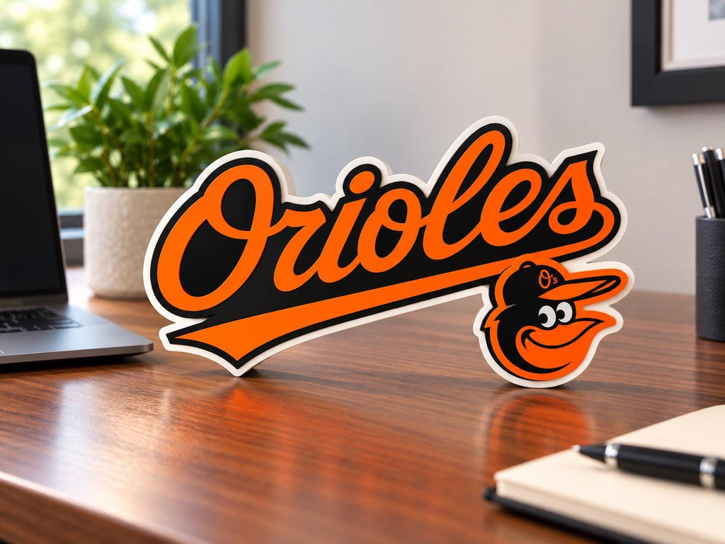 Baltimore Orioles 3D Printed Logo | Orioles Baseball Desk Decor | Baltimore Fan Gift | Office Shelf Man Cave Decor
