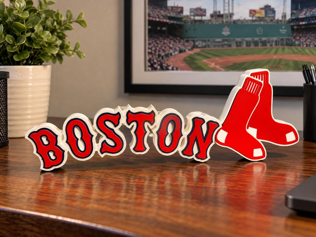 Boston Red Sox Script 3D Printed Desk Sign | MLB Baseball Decor | Red Sox Fan Gift