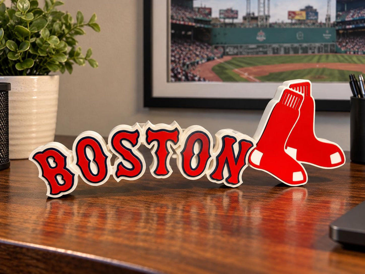 Boston Red Sox Script 3D Printed Desk Sign | MLB Baseball Decor | Red Sox Fan Gift