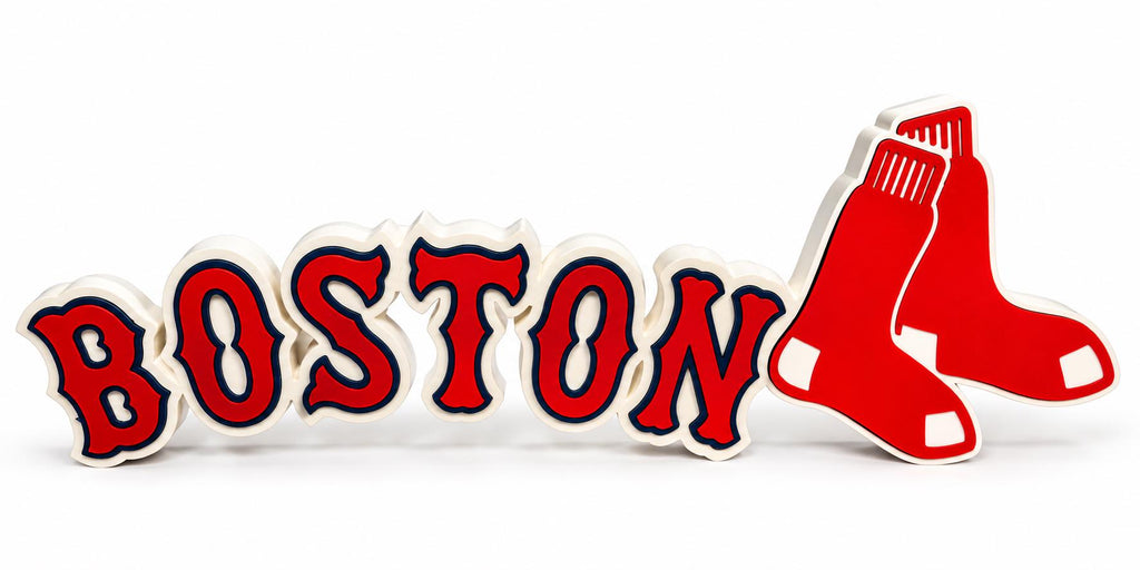Boston Red Sox Script 3D Printed Desk Sign | MLB Baseball Decor | Red Sox Fan Gift