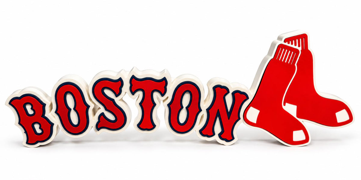 Boston Red Sox Script 3D Printed Desk Sign | MLB Baseball Decor | Red Sox Fan Gift