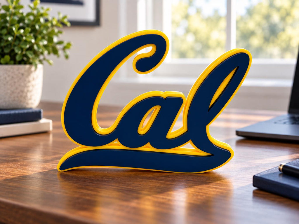 Cal Golden Bears 3D Printed Desk Logo | California College Football Fan Gift | Berkeley Office and Shelf Decor