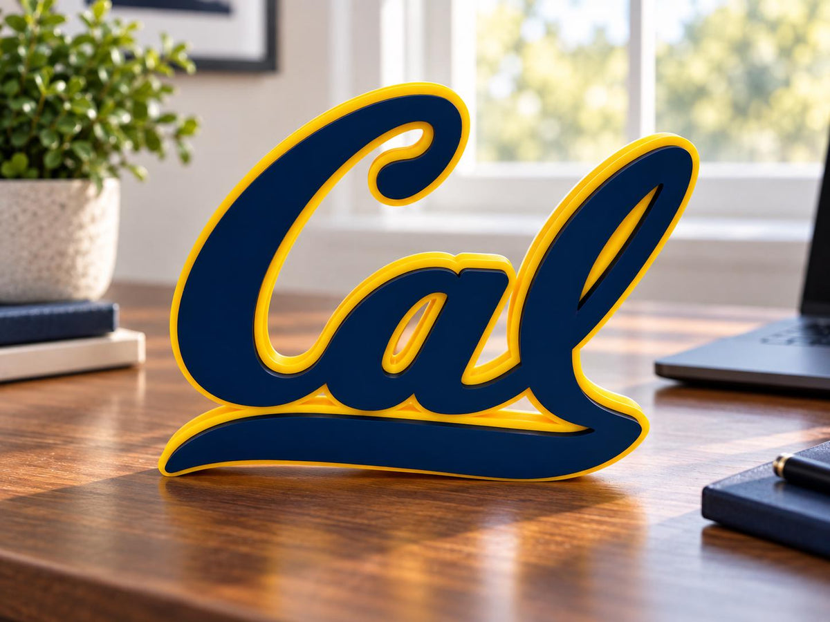 Cal Golden Bears 3D Printed Desk Logo | California College Football Fan Gift | Berkeley Office and Shelf Decor
