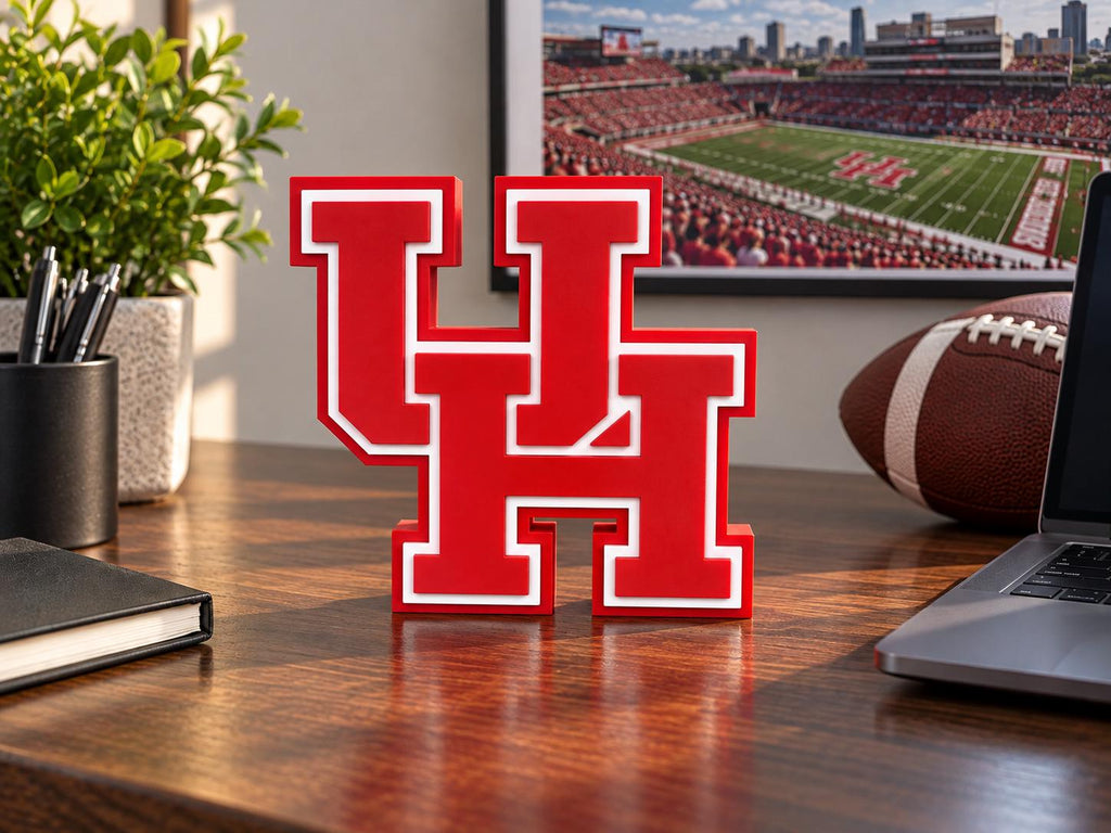 Houston Cougars 3D Printed Desk Logo | University of Houston Inspired Sports Decor | College Football Fan Gift