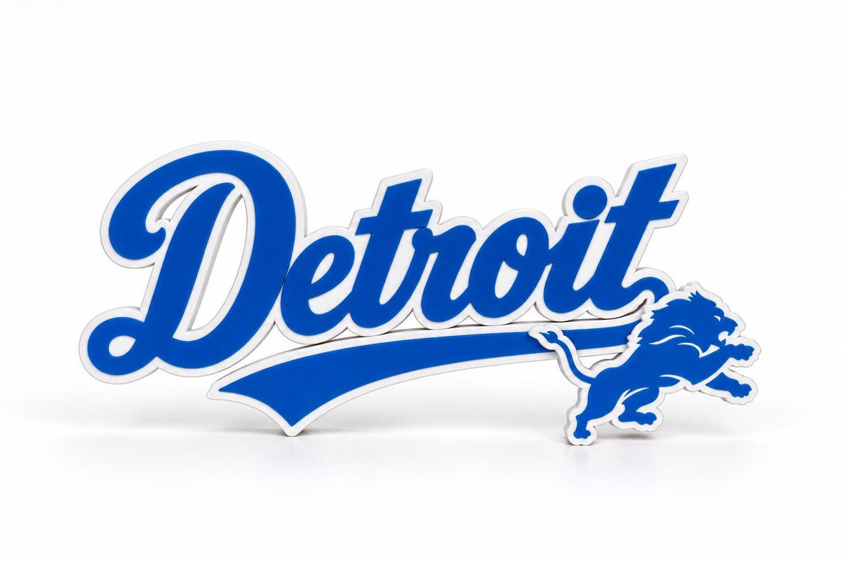 Detroit Lions Script 3D Printed Desk Sign | NFL Football Decor | Lions Fan Gift