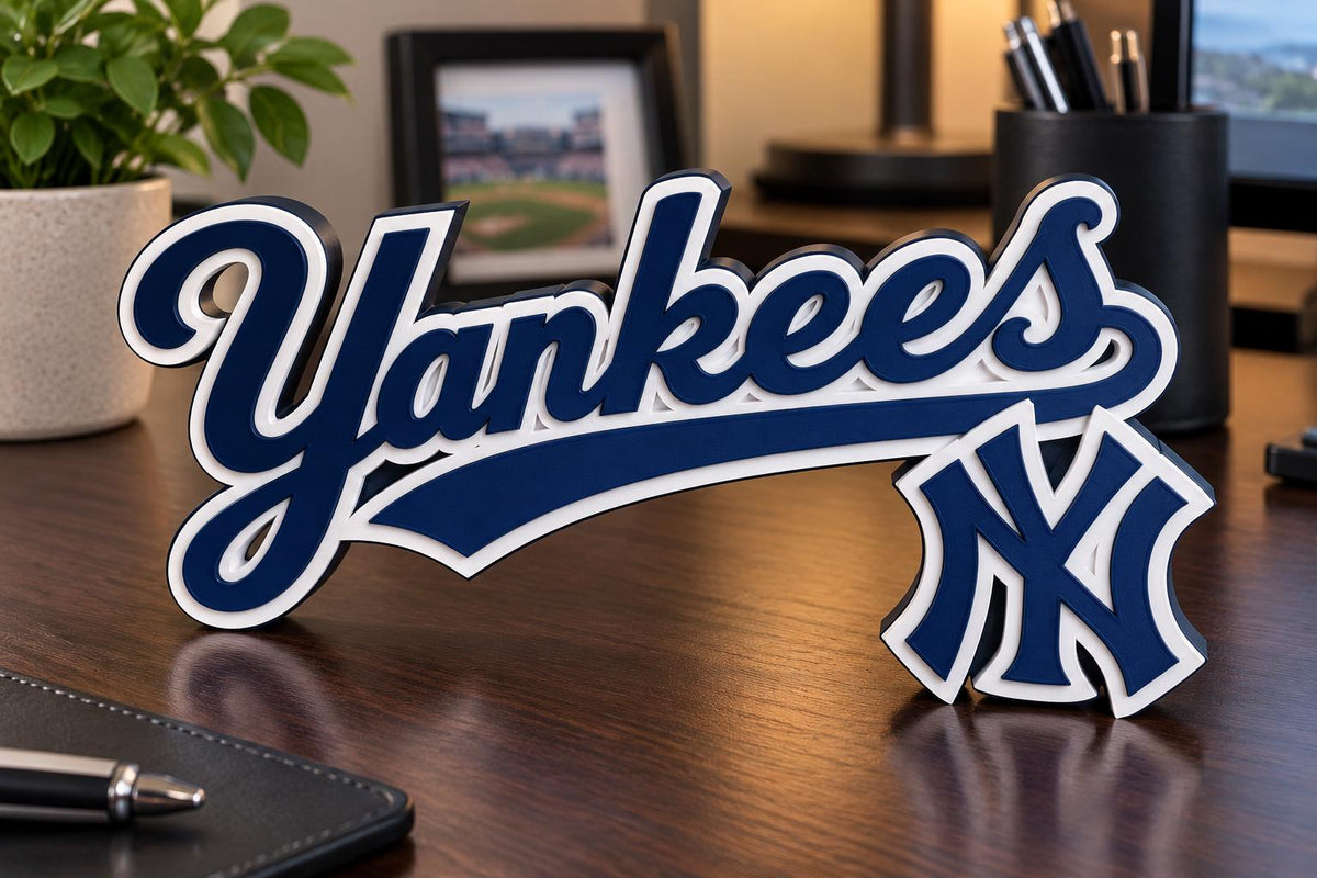 New York Yankees 3D Printed Desk Sign | MLB Baseball Decor | Yankees Fan Gift