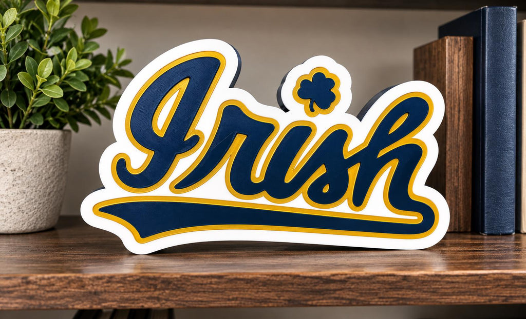Notre Dame Fighting Irish 3D Printed Desk Logo | College Football Fan Gift | Blue and Gold Office Decor