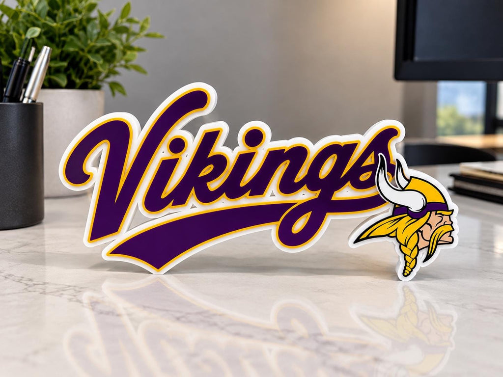Minnesota Vikings Script 3D Printed Desk Sign | NFL Football Decor | Vikings Fan Gift