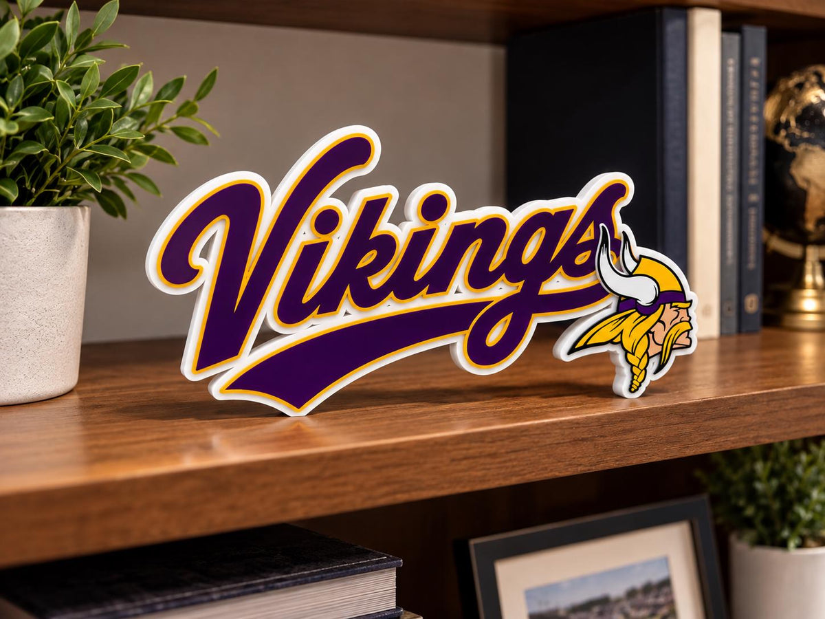 Minnesota Vikings Script 3D Printed Desk Sign | NFL Football Decor | Vikings Fan Gift