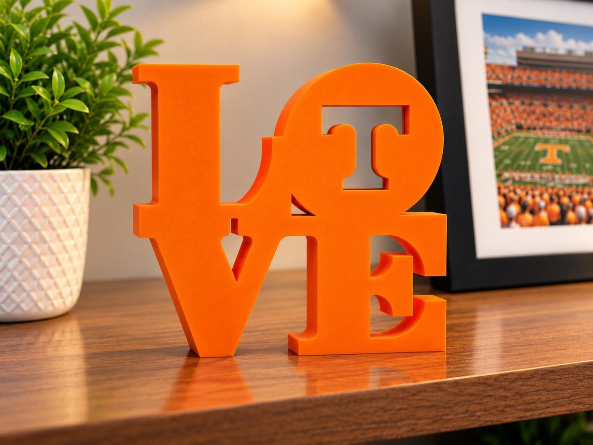 Tennessee Volunteers LOVE Sign | Power T 3D Printed Desk Decor | Tennessee Orange Football Gift | Vols Fan Office Decor