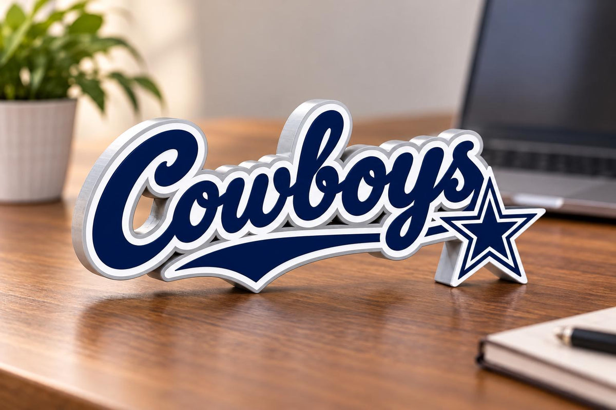 Dallas Cowboys 3D Printed Logo | Cowboys Football Desk Decor | Dallas Fan Gift | Office Shelf Man Cave Decor