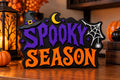 Spooky Season 3D Printed Halloween Desk Sign | Purple and Orange Fall Shelf Decor