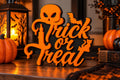 Trick or Treat 3D Printed Halloween Desk Sign | Ghost Decor | Spooky Shelf Decoration