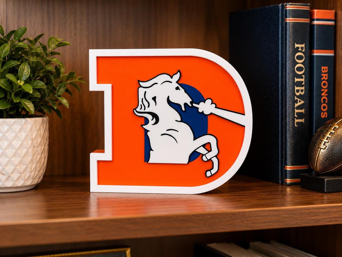 Denver Broncos 3D Printed Desk Sign | NFL Football Decor | Broncos Fan Gift