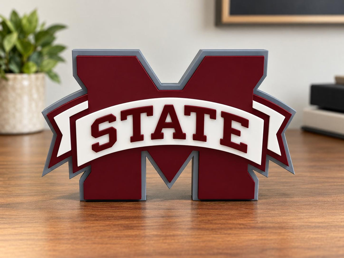 Mississippi State Bulldogs 3D Desk Sign | MS State Logo Decor | College Football Gift | Office Shelf Display | Bulldogs Fan Gift