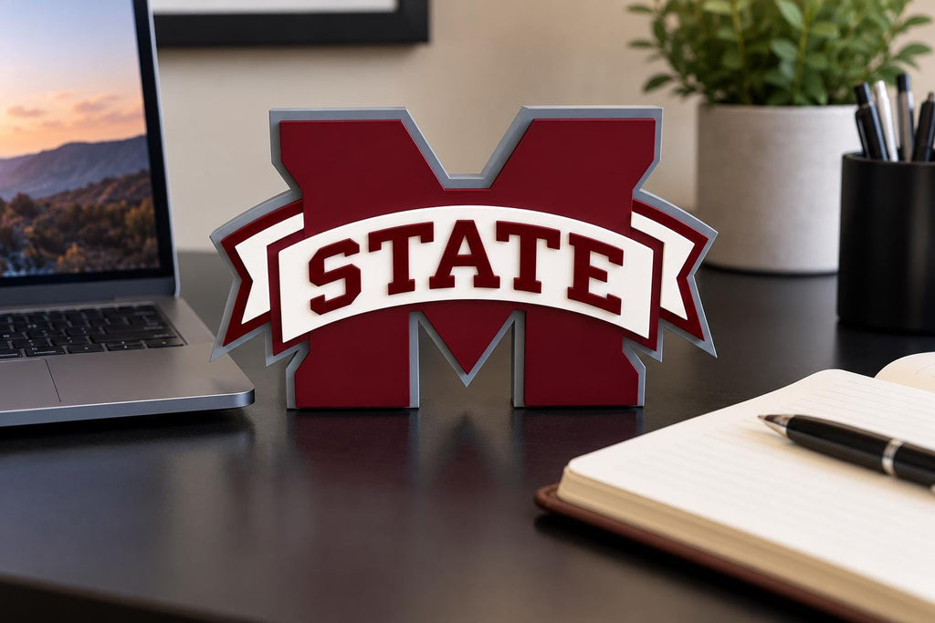 Mississippi State Bulldogs 3D Desk Sign | MS State Logo Decor | College Football Gift | Office Shelf Display | Bulldogs Fan Gift