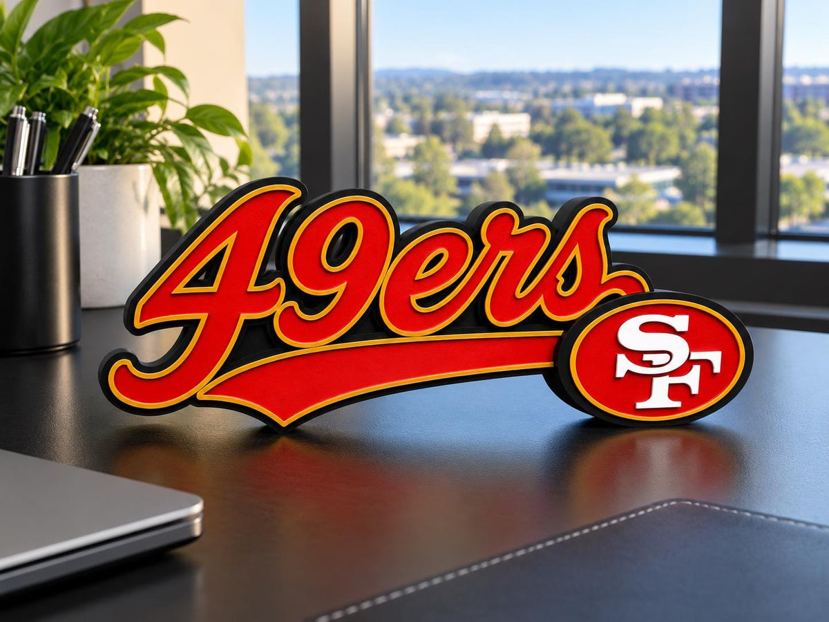 San Francisco 49ers Script 3D Printed Desk Sign | NFL Football Decor | 49ers Fan Gift