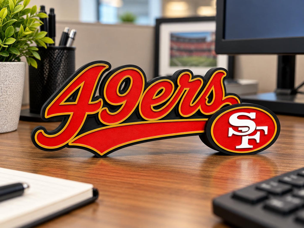 San Francisco 49ers Script 3D Printed Desk Sign | NFL Football Decor | 49ers Fan Gift
