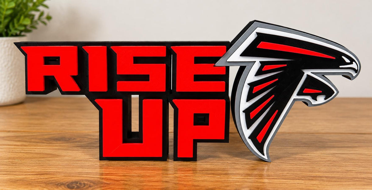 Atlanta Falcons Rise Up 3D Printed Desk Sign | NFL Football Decor | Falcons Fan Gift