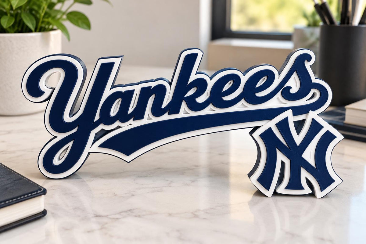 New York Yankees 3D Printed Desk Sign | MLB Baseball Decor | Yankees Fan Gift