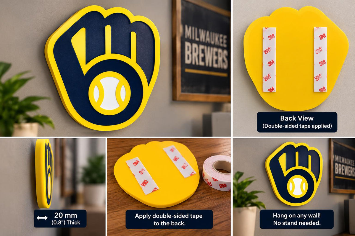 Milwaukee Brewers 3D Wall Sign | Baseball Glove Logo Decor | Brewers Fan Gift | Man Cave, Office or Bedroom Wall Art