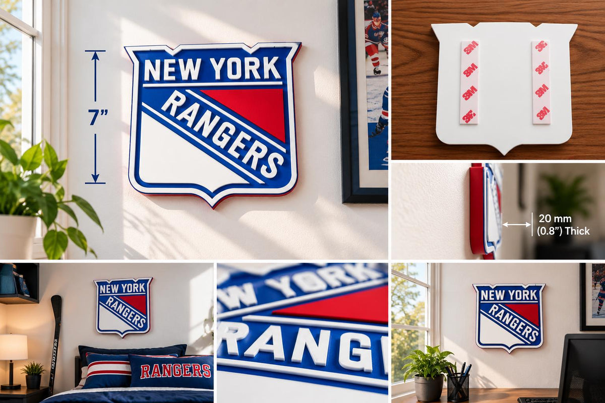 New York Rangers 3D Wall Sign | NY Hockey Decor | Rangers Fan Gift | Hockey Bedroom & Man Cave