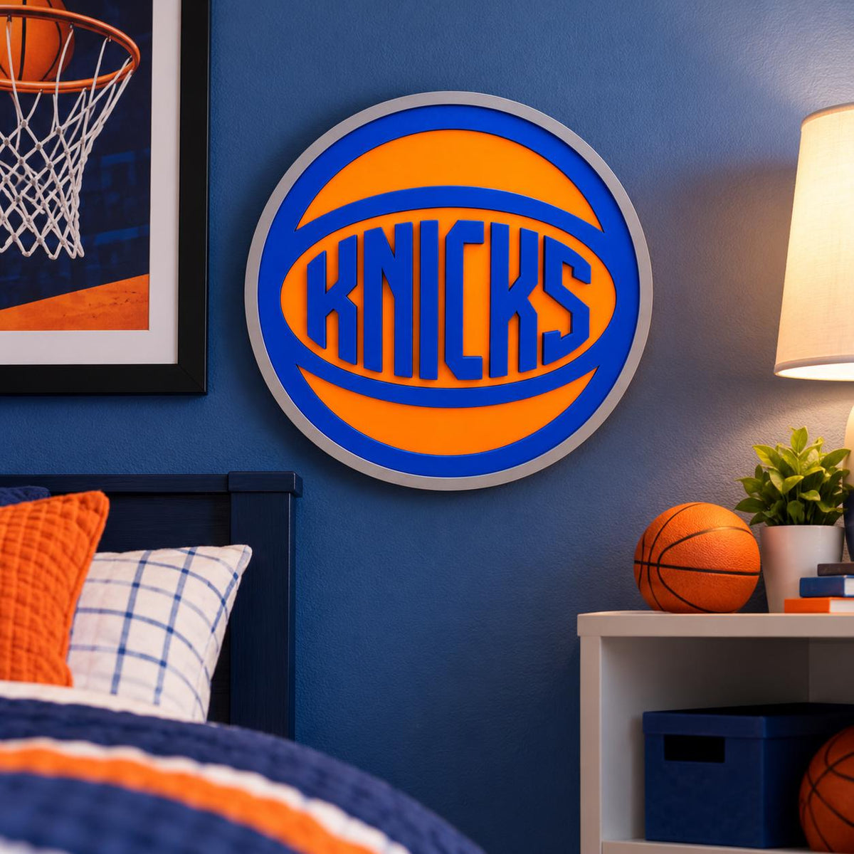 New York Knicks Basketball Wall Art | 3D Printed Knicks Logo Sign | NBA Fan Bedroom Decor | Basketball Gift