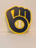 Milwaukee Brewers 3D Wall Sign | Baseball Glove Logo Decor | Brewers Fan Gift | Man Cave, Office or Bedroom Wall Art