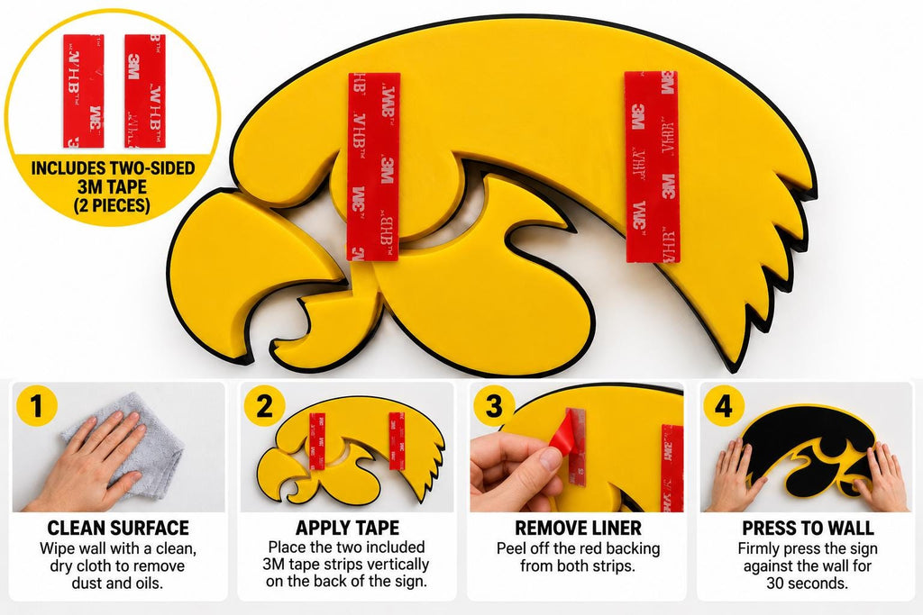 Iowa Hawkeyes 3D Wall & Desk Sign | Hawkeyes Football Logo Decor | College Fan Cave Gift