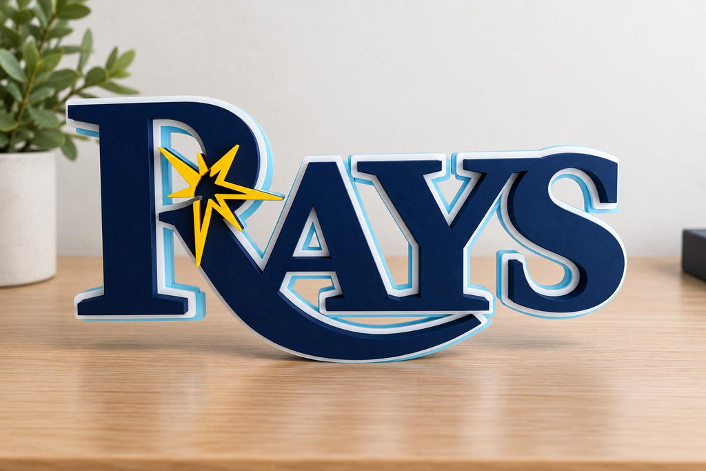 Tampa Bay Rays 3D Printed Sign | Baseball Desk Decor | MLB Fan Gift | Rays Office Decor