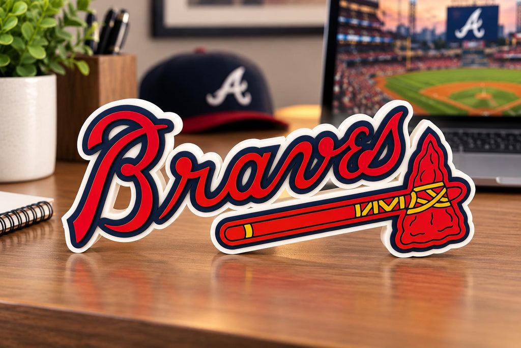 Atlanta Braves 3D Printed Sign | Baseball Desk Decor | Braves Fan Gift | MLB Office Decor