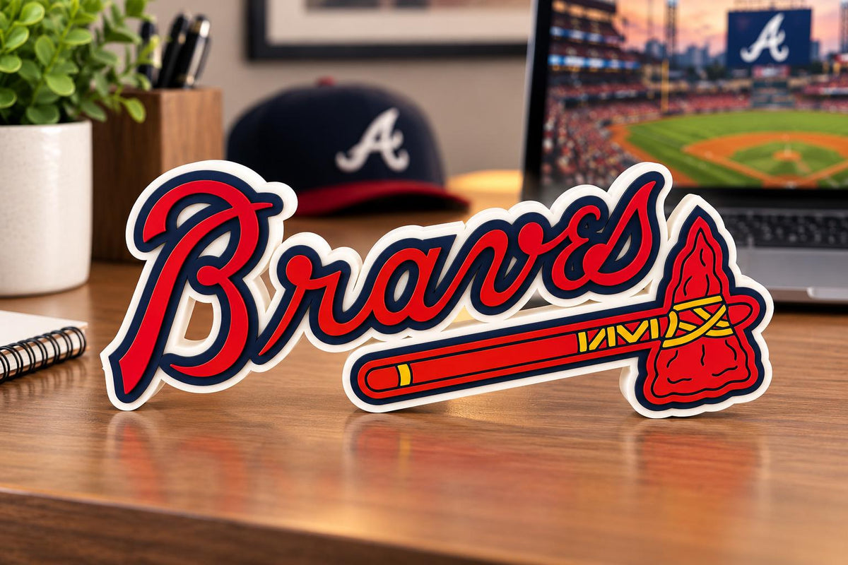 Atlanta Braves 3D Printed Sign | Baseball Desk Decor | Braves Fan Gift | MLB Office Decor