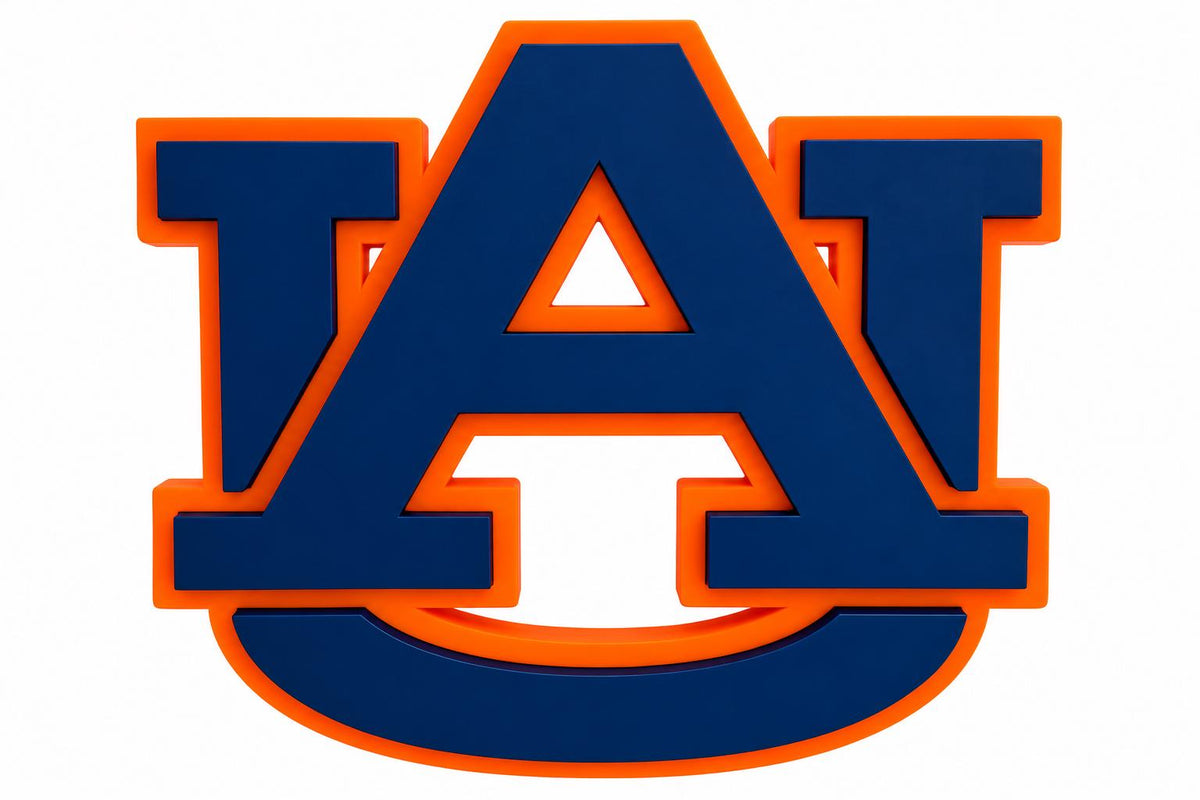 Auburn Tigers AU Logo 3D Wall Decor | Auburn Football Fan Gift | Navy Orange College Sports Sign