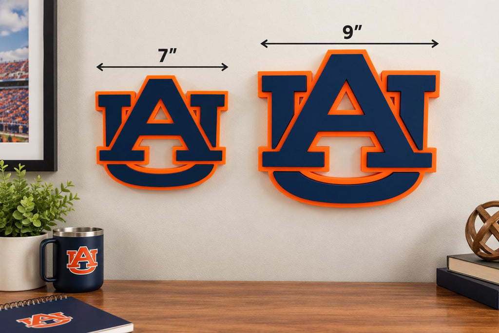 Auburn Tigers AU Logo 3D Wall Decor | Auburn Football Fan Gift | Navy Orange College Sports Sign
