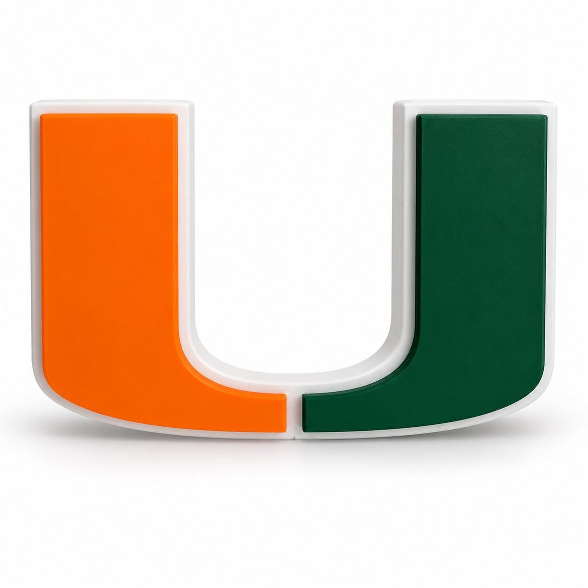 Miami Hurricanes U Logo 3D Printed Desk Sign | College Football Office Decor | Orange and Green Fan Gift