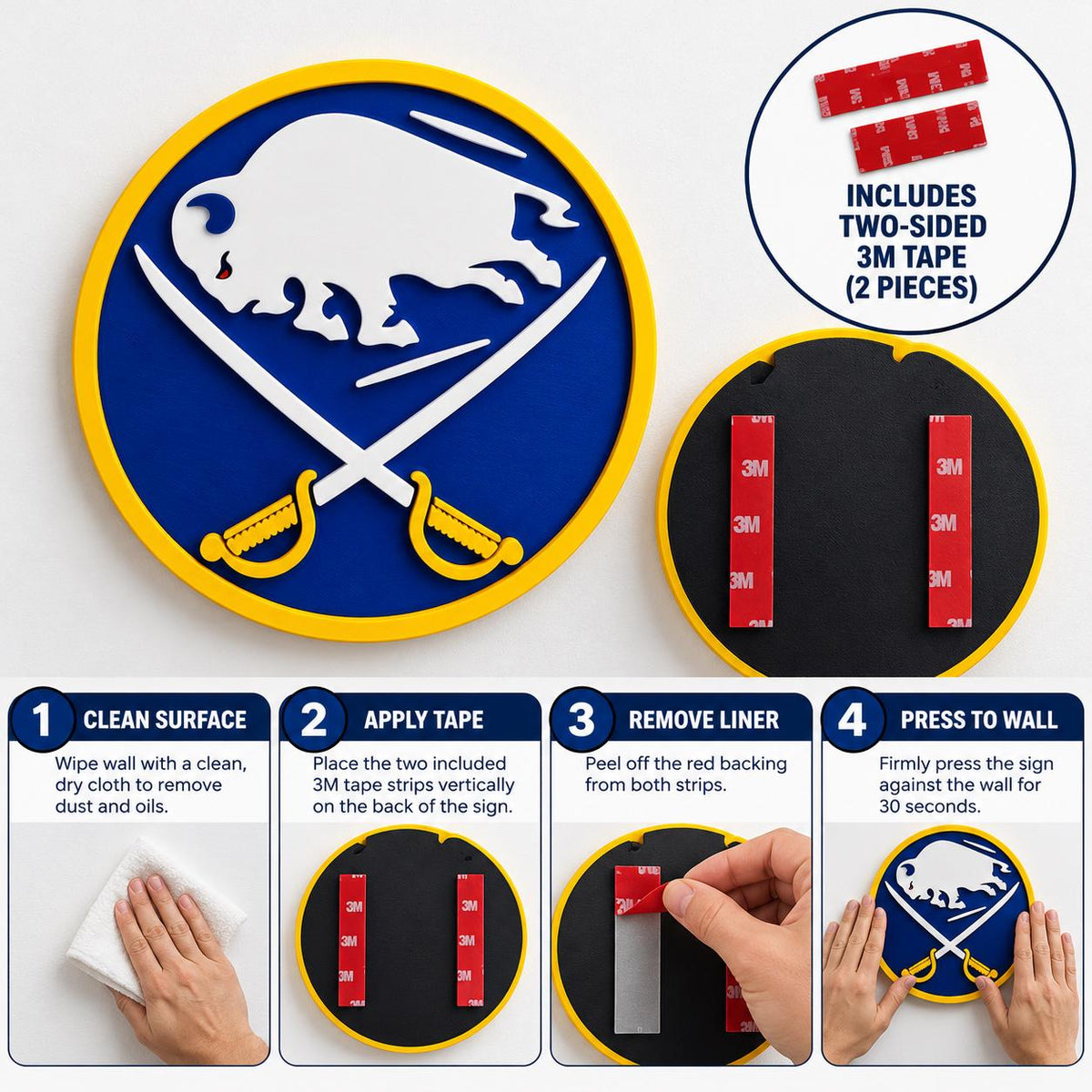 Buffalo Sabres 3D Wall Sign | Sabres Hockey Logo Decor | NHL Fan Cave Gift