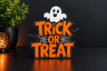 Trick or Treat 3D Printed Halloween Desk Sign | Ghost Decor | Spooky Shelf Decoration