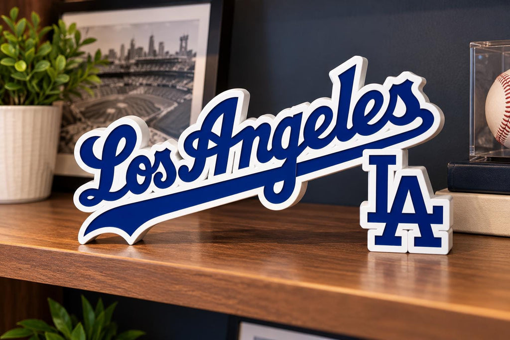 Los Angeles Dodgers Script 3D Printed Desk Sign | MLB Baseball Decor | Dodgers Fan Gift