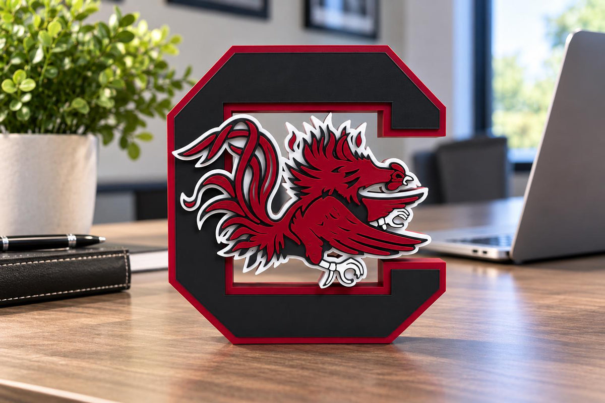 South Carolina Gamecocks 3D Printed Desk Sign | College Football Decor | Gamecocks Fan Gift