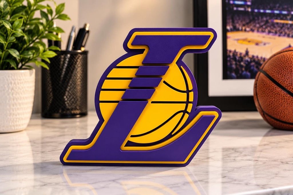 Los Angeles Lakers 3D Printed Desk Sign | NBA Basketball Decor | Lakers Fan Gift