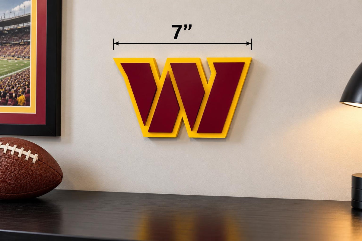 Washington Commanders 3D Wall Sign | Washington W Football Logo Decor | NFL Fan Cave Gift