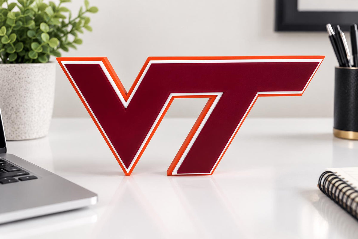 Virginia Tech Hokies 3D Printed Desk Sign | College Football Decor